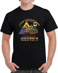 Army - 758th Tank Battalion - Tuskers - W Tank W Ssi Wwii Eu Svc T Shirt 38483810