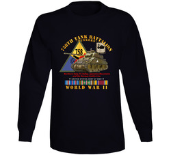 Army - 758th Tank Battalion - Tuskers - W Tank W Ssi Wwii Eu Svc Long Sleeve T Shirt 38483813