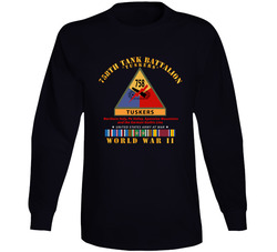 Army - 758th Tank Battalion - Tuskers W Ssi Name Tape Wwii Eu Svc Long Sleeve T Shirt 38483817
