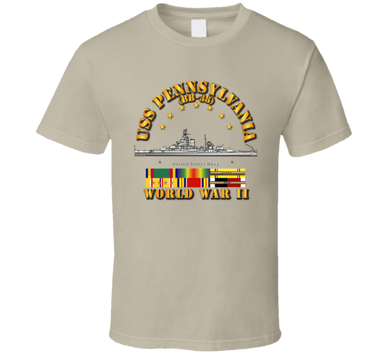 Battleship - Pennsylvania - WWII w SVC Ribbons T Shirt