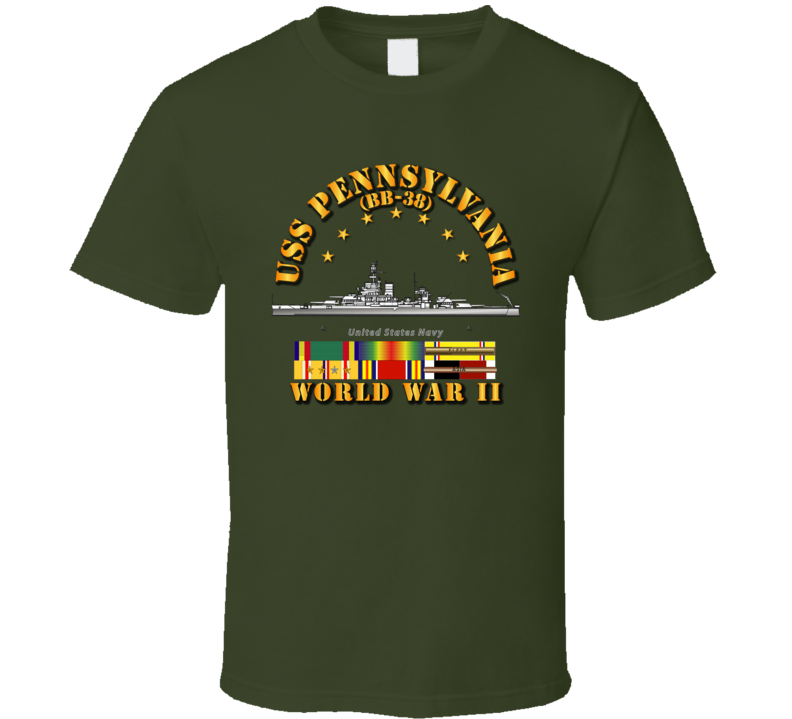 Battleship - Pennsylvania - WWII w SVC Ribbons T Shirt