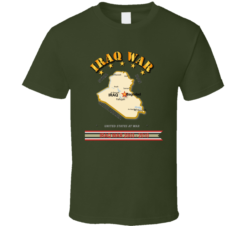 Iraq War w Map w Streamer T Shirt
