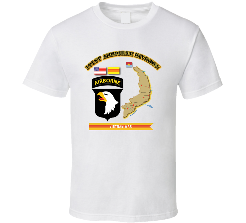 101st Airborne Division - Vietnam w Map w Streamer - V1 T Shirt