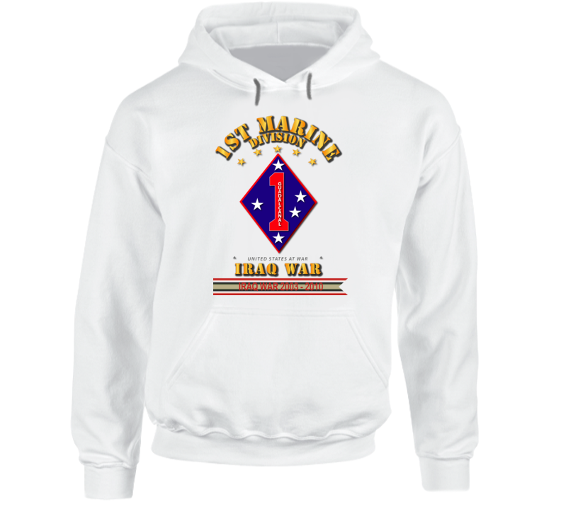 1st Marine Division Iraq War w Streamer Hoodie