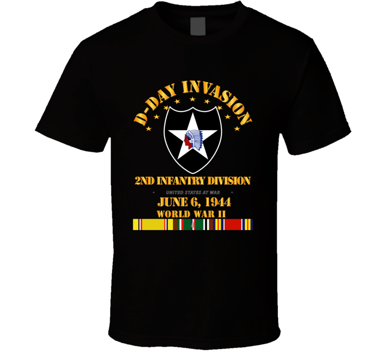 2nd Infantry Div - D Day w Svc Ribbons T Shirt