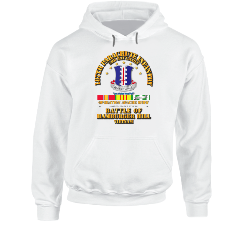 Hamburger Hill - 3rd Bn 187th Infantry w Svc Ribbons Hoodie