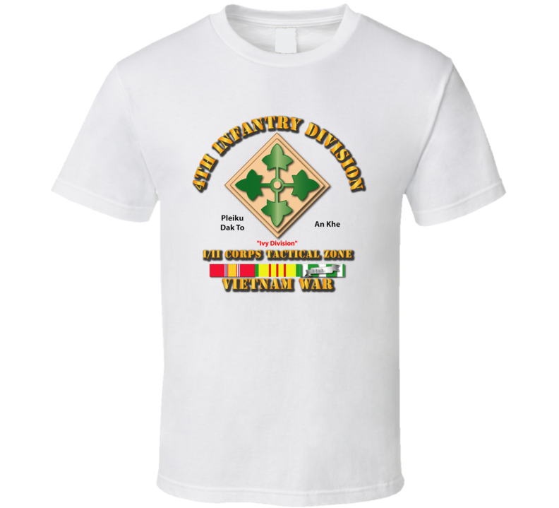 4th Infantry Div w VN Svc Ribbons T Shirt