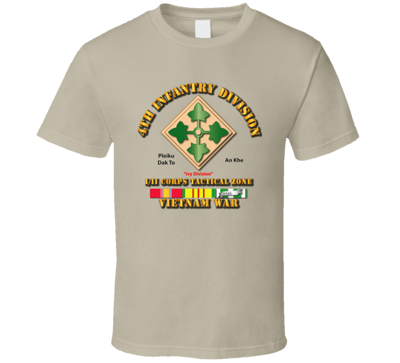 4th Infantry Div w VN Svc Ribbons T Shirt