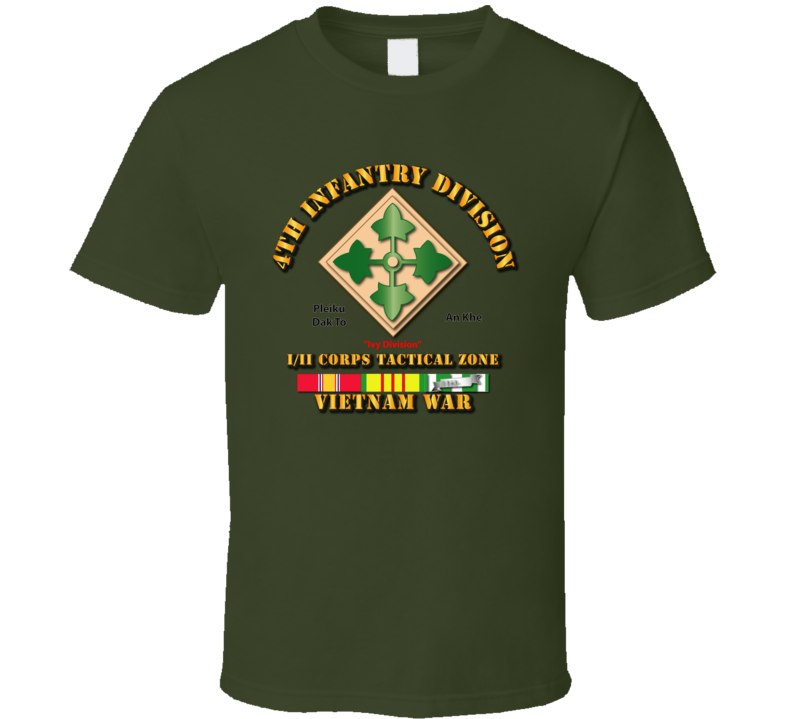 4th Infantry Div w VN Svc Ribbons T Shirt