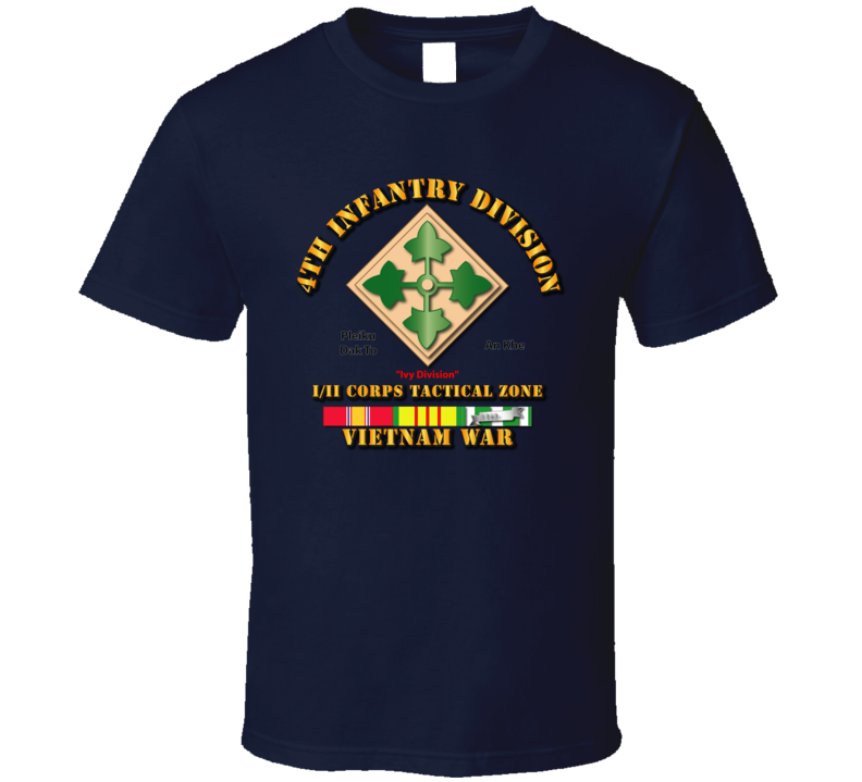 4th Infantry Div w VN Svc Ribbons T Shirt