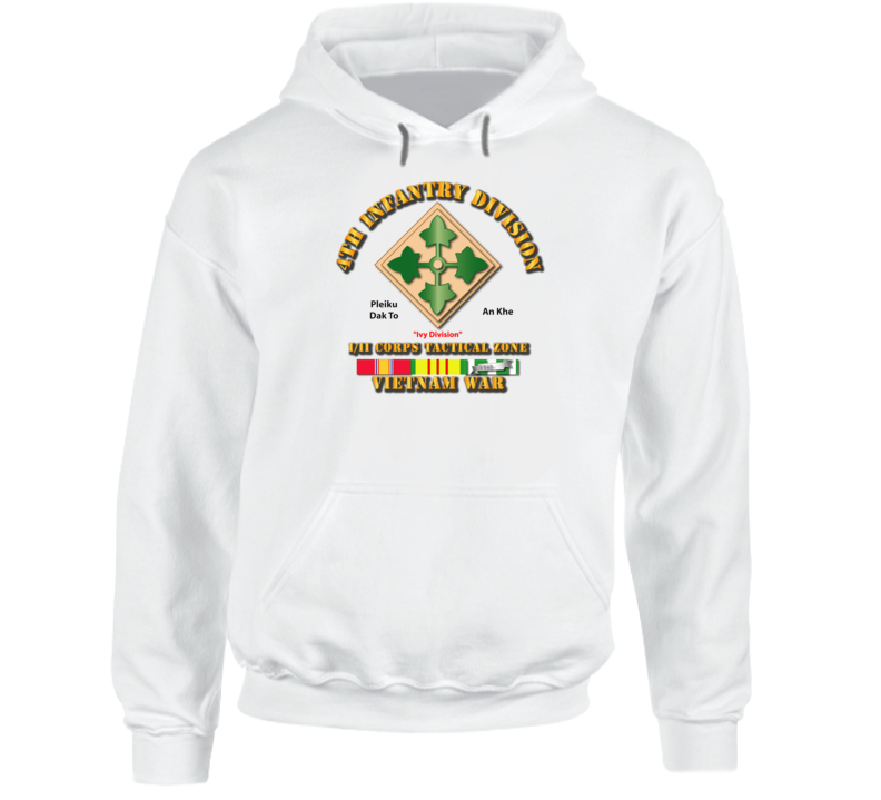 4th Infantry Div w VN Svc Ribbons Hoodie