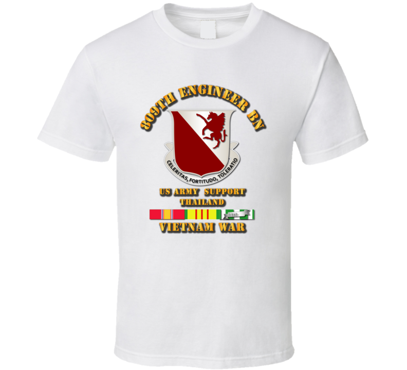809th Engineer Bn - Thailand w VN SVC Ribbon T Shirt