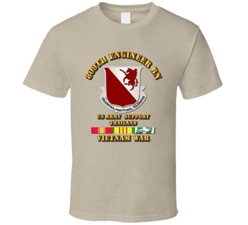 809th Engineer Bn - Thailand w VN SVC Ribbon T Shirt