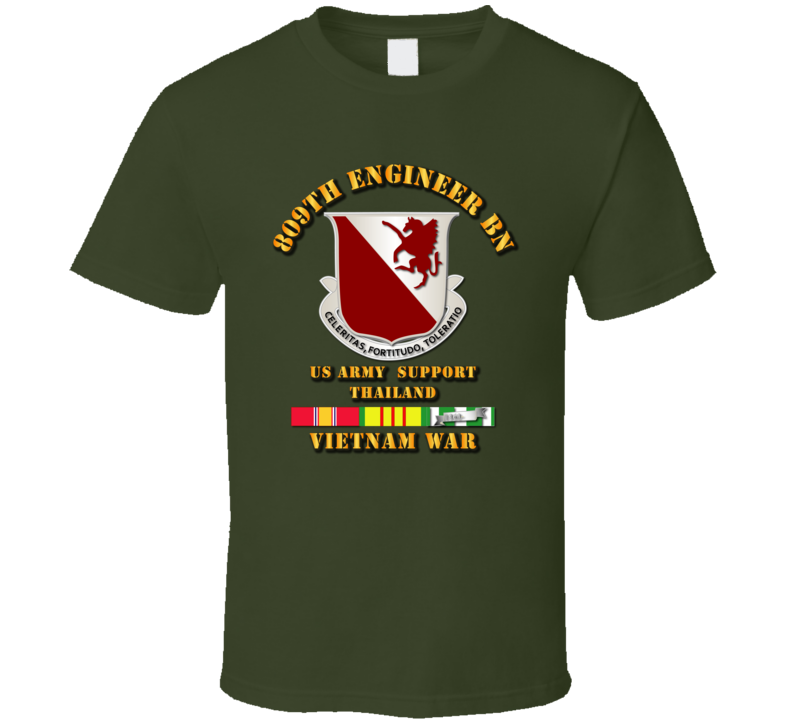 809th Engineer Bn - Thailand w VN SVC Ribbon T Shirt