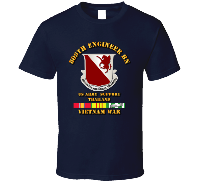 809th Engineer Bn - Thailand w VN SVC Ribbon T Shirt