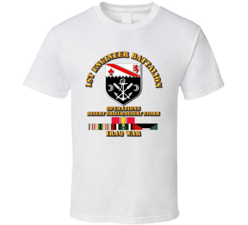 1st Engineer Bn w DS DS Svc Ribbons T Shirt