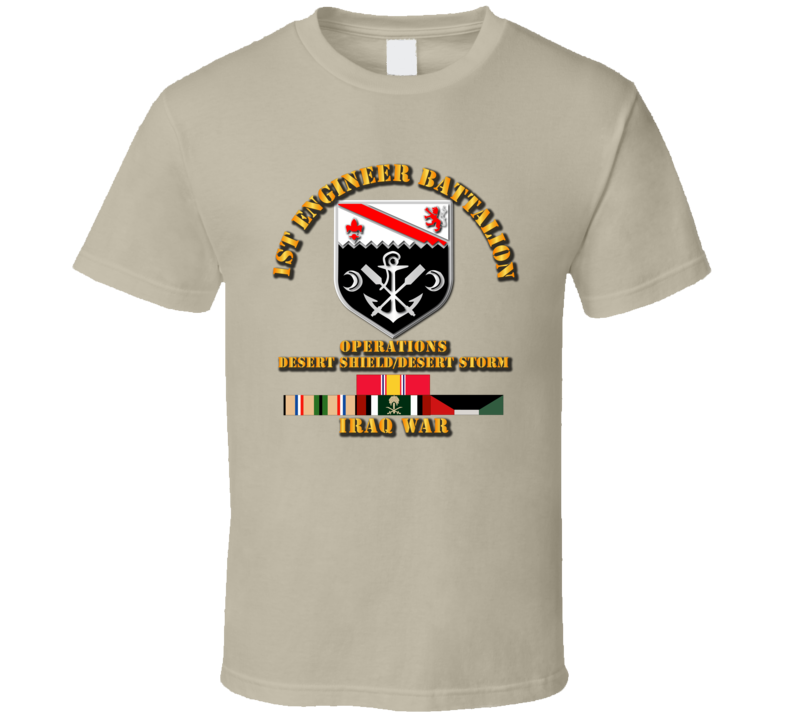 1st Engineer Bn w DS DS Svc Ribbons T Shirt