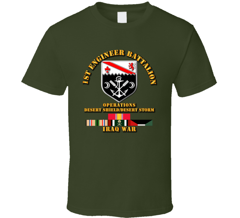 1st Engineer Bn w DS DS Svc Ribbons T Shirt