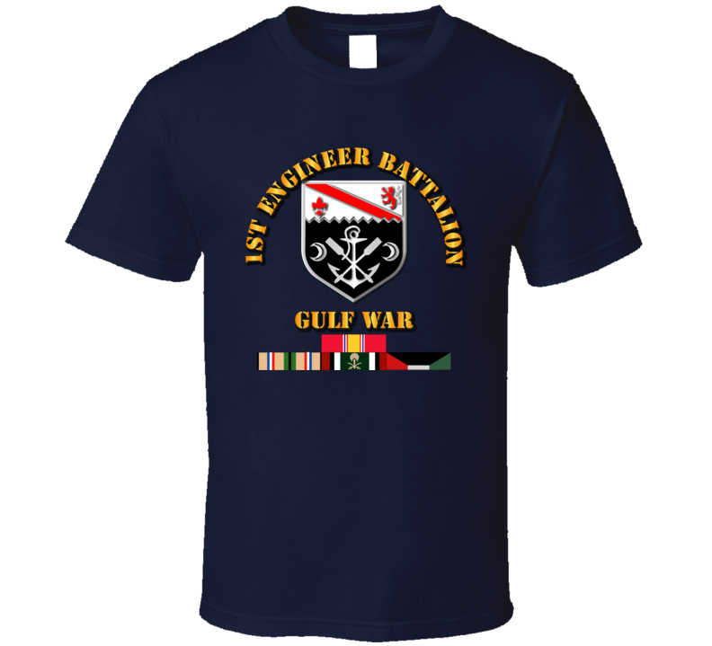 1st Engineer Bn w Gulf War Svc Ribbons T Shirt