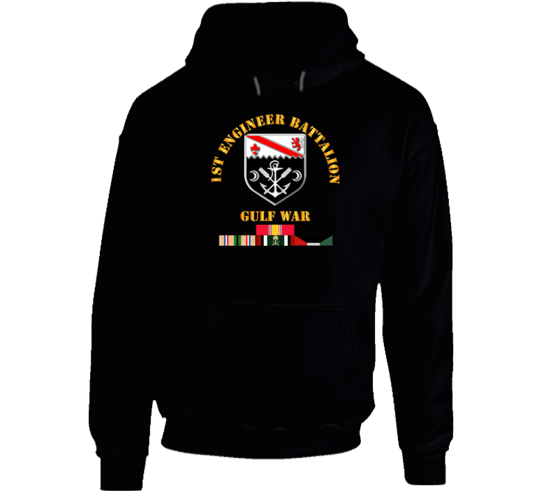 1st Engineer Bn w Gulf War Svc Ribbons Hoodie