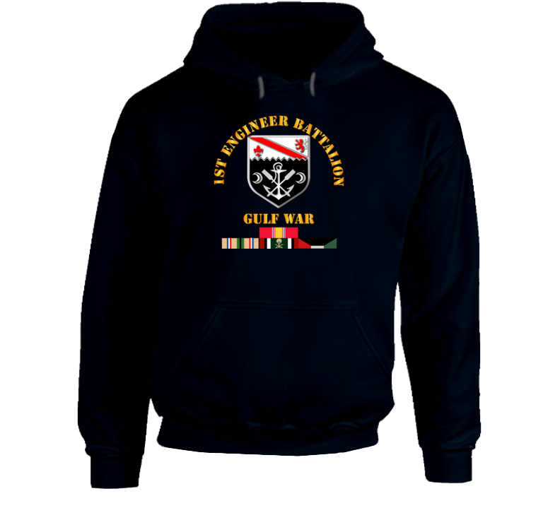 1st Engineer Bn w Gulf War Svc Ribbons Hoodie