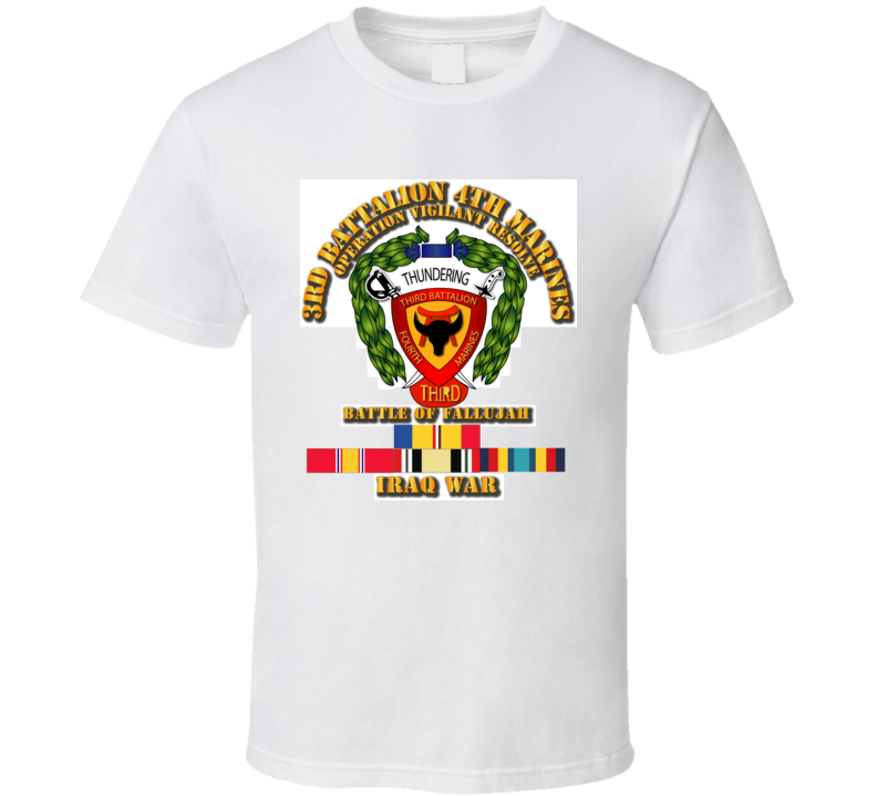 3rd Bn 4th Marines  w Iraq Svc - Fallujah T Shirt