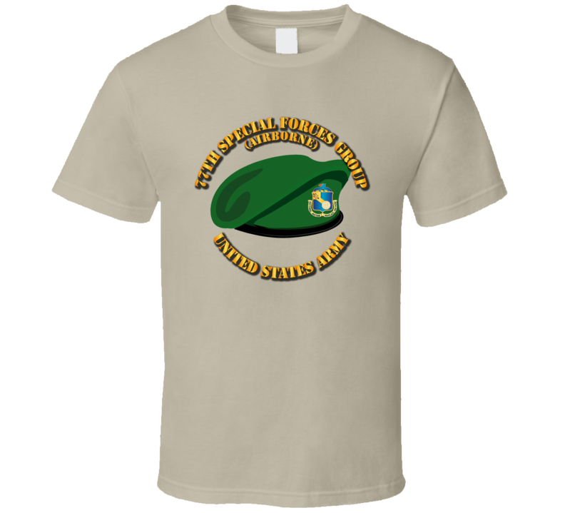 77th Special Forces - Beret w Txt T Shirt