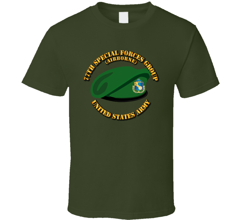 77th Special Forces - Beret w Txt T Shirt