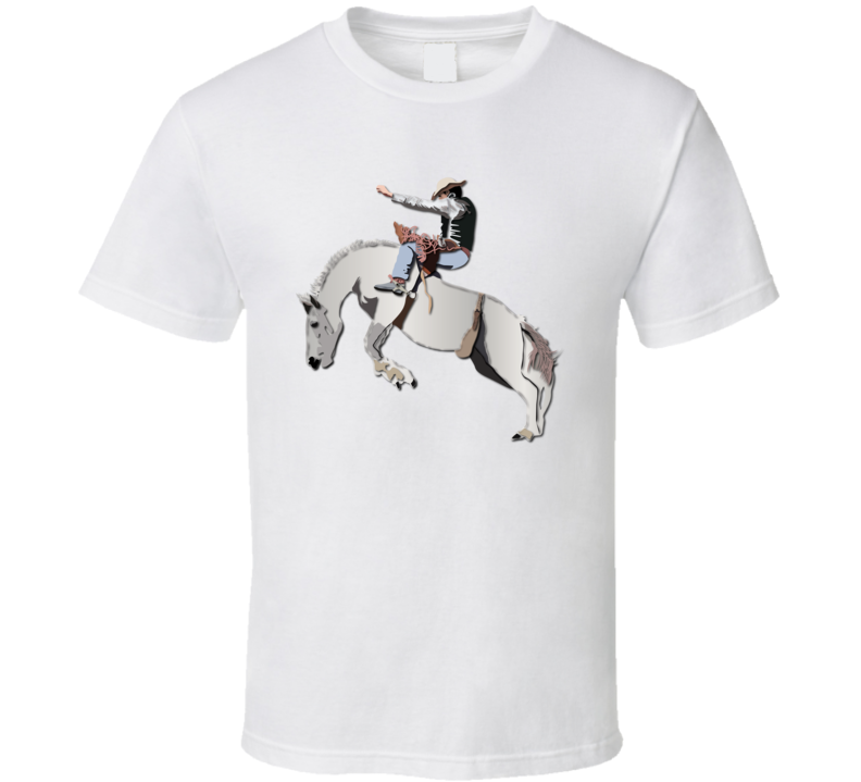 Bronc Rider - White Horse T Shirt