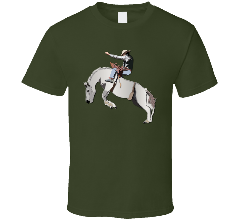 Bronc Rider - White Horse T Shirt