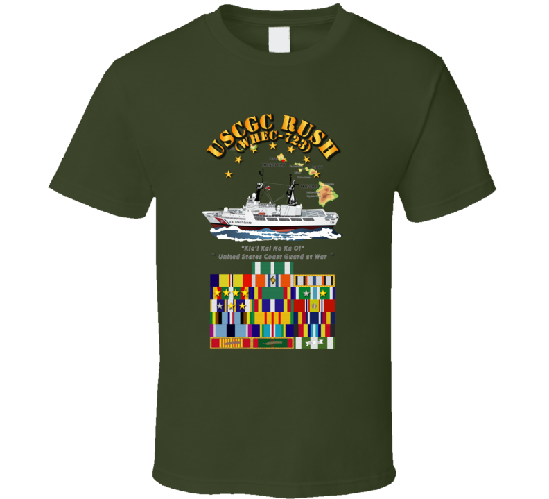 USCGC - RUSH WHEC-723 w SVC Ribbons T Shirt