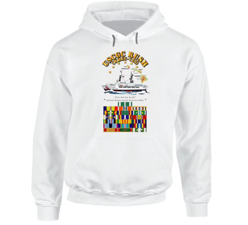 USCGC - RUSH WHEC-723 w SVC Ribbons Hoodie