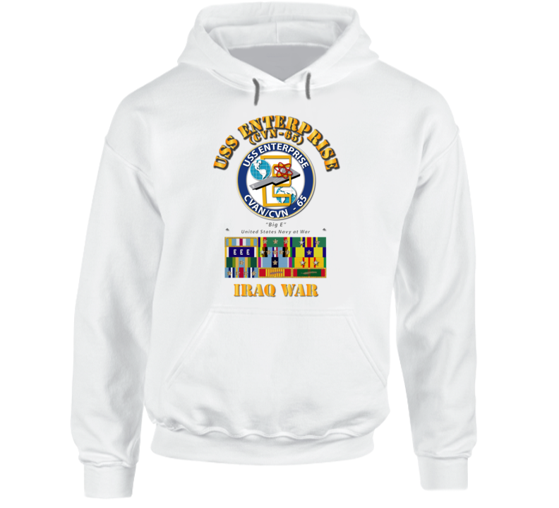 USS Enterprise - CVN-65  w SVC Ribbons - Iraq War Hoodie
