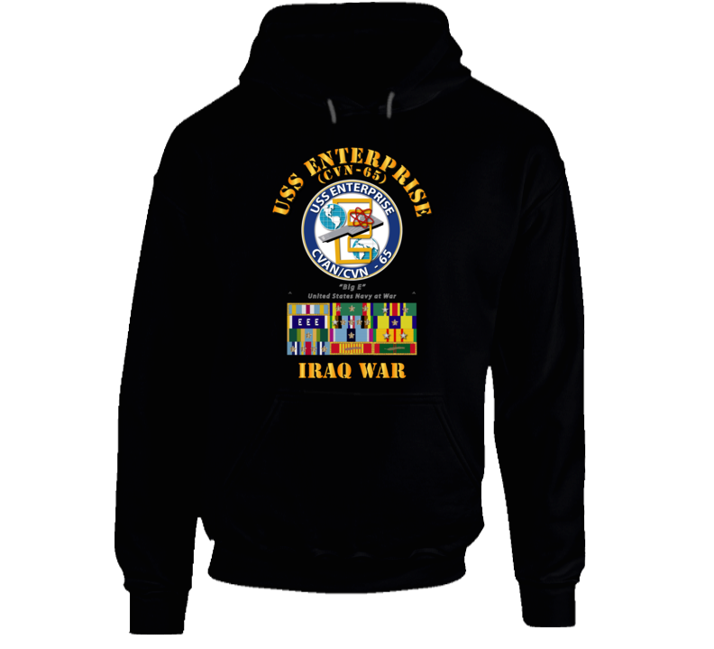 USS Enterprise - CVN-65  w SVC Ribbons - Iraq War Hoodie