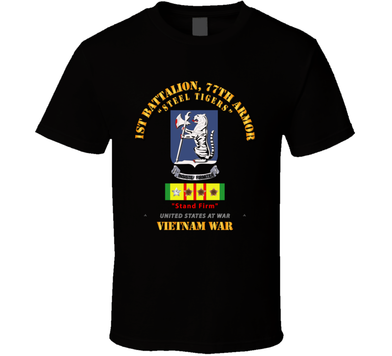 1st Bn 77th Armor W 8 Vn Campaign Stars T Shirt