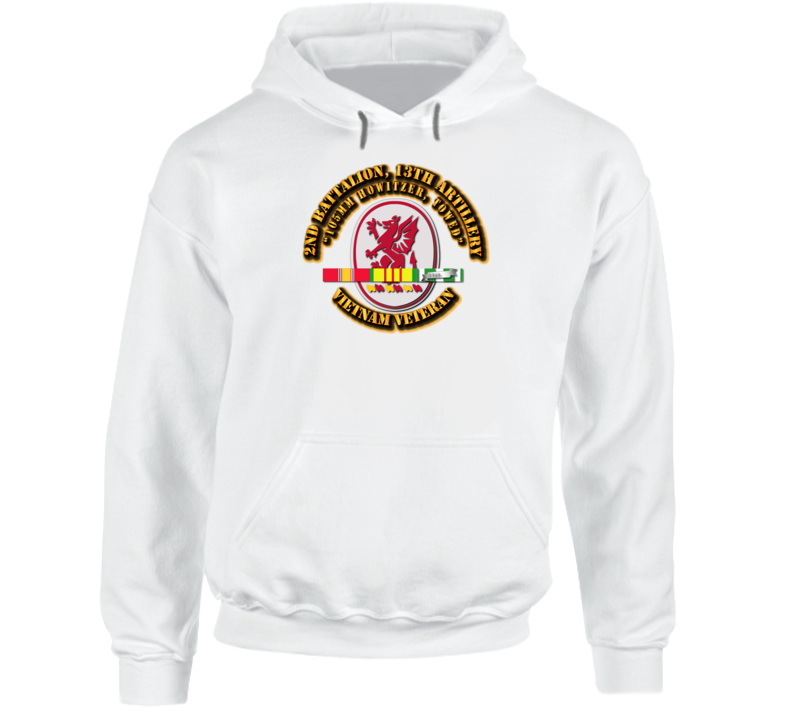 2nd Battalion, 13th Artillery (105 Mm Howitzer Towed)  With Svc Ribbon Hoodie