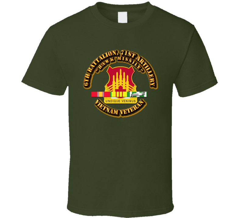 6th Battalion, 71st Artillery(hawk Missile) With Svc Ribbon T Shirt