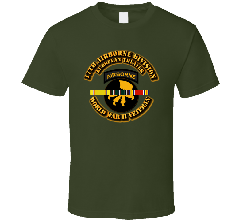 Army - Ssi - 17th  Airborne Division - Europe - Wwii T Shirt