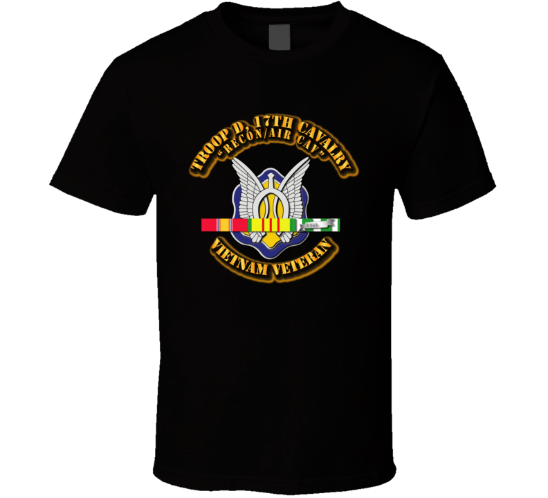 Troop-d, 17th Cavalry (recon/air Cav) With Svc Ribbon T Shirt