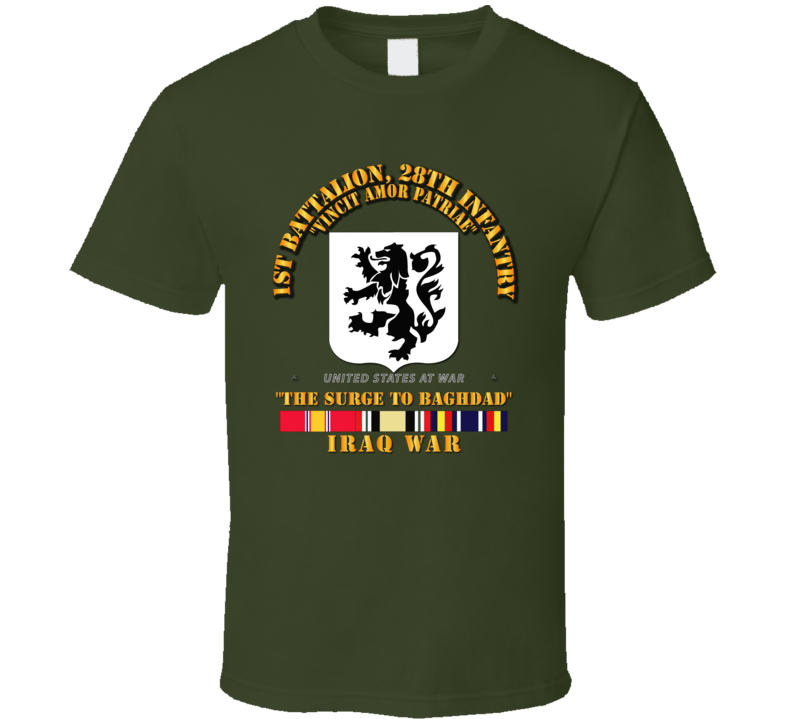 1st Bn, 28th Infantry - The Surge - Iraq War W Svc T Shirt