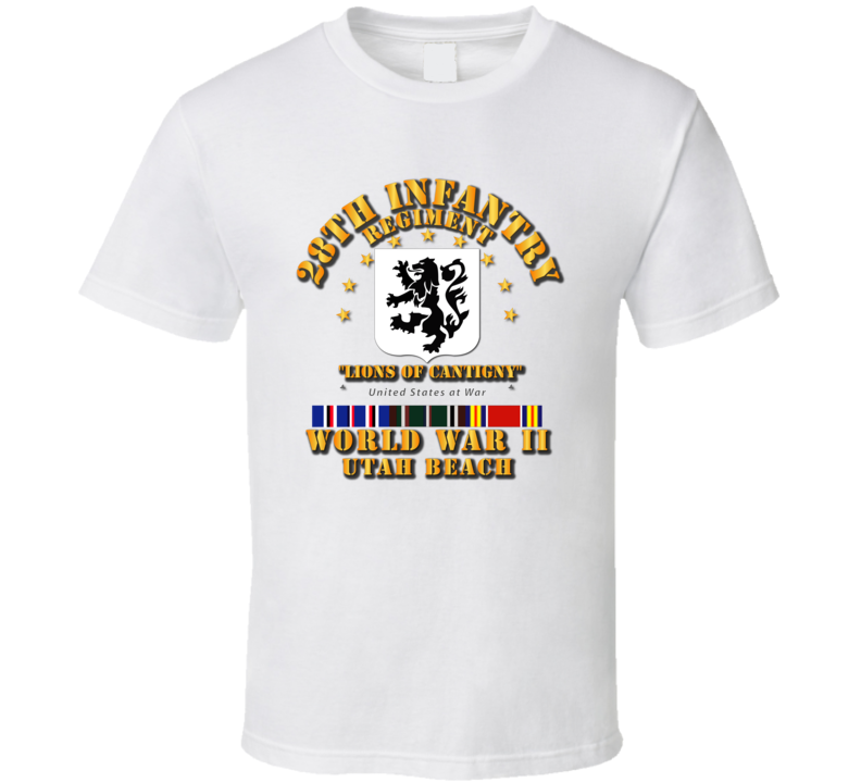 28th Infantry - Utah Beach - Wwii W Svc Ribbons T Shirt