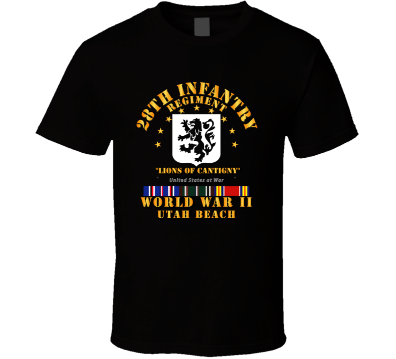 28th Infantry - Utah Beach - Wwii W Svc Ribbons T Shirt