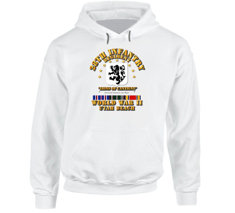 28th Infantry - Utah Beach - Wwii W Svc Ribbons Hoodie