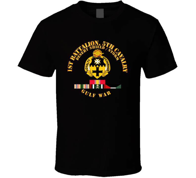 Army - 1st Bn 5th Cavalry - Desert Storm - Shield W Svc V1 T Shirt