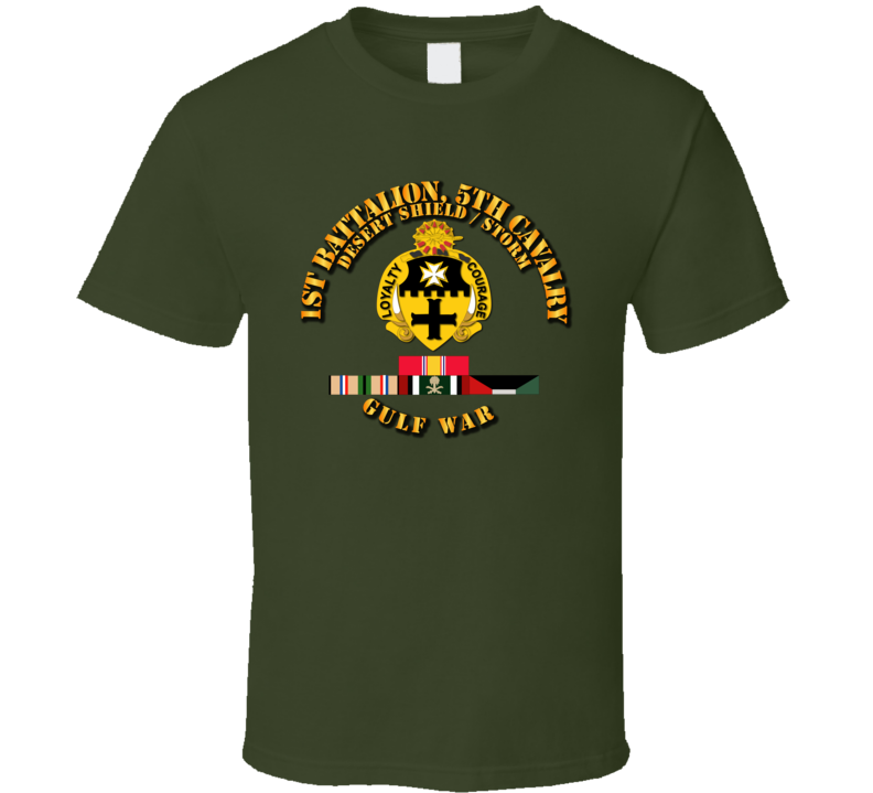 Army - 1st Bn 5th Cavalry - Desert Storm - Shield W Svc V1 T Shirt