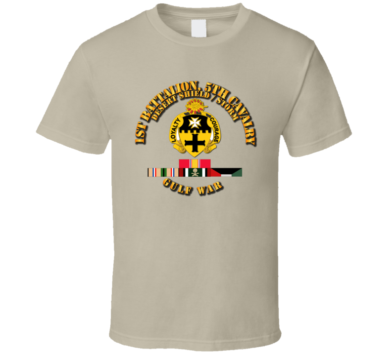 Army - 1st Bn 5th Cavalry - Desert Storm - Shield W Svc V1 T Shirt