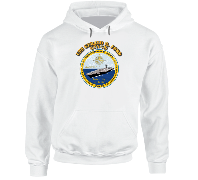Navy - Uss Gerald R Ford - Cvn 78 With Crest Hoodie