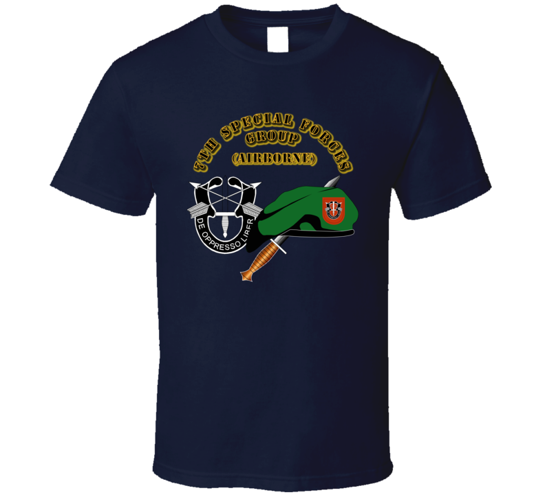 Emblem - Sof - 7th Sfg - Beret - Dui - Dagger - 1 T Shirt Emblem - Sof - 7th Sfg - Beret - Dui - Dagger - 1 T Shirt