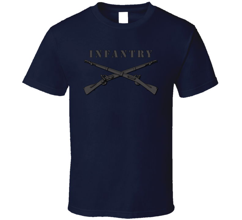 Army - Infantry Br - Crossed Rifles Blk With Txt T Shirt