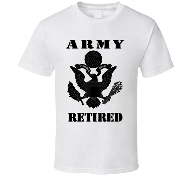 Army - Army Eagle Retired Blk W Txt T-shirt